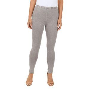 Jess & Jane Women's Mineral Wash Leggings Size Small Cotton Stretch Slate Brown